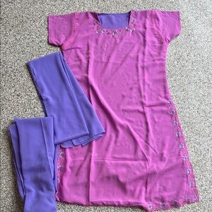 Purple Embroidered Kurta Set